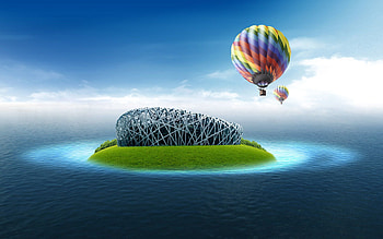 Miscellanea, Miscellaneous, Ocean, Flight, Ball, Planet, Island HD wallpaper