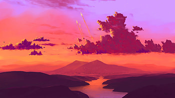 Mountain Lights Lake Minimal , minimalism, minimalist, artist, artwork, digital-art, deviantart HD wallpaper