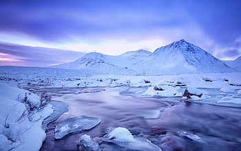 Stream, glacier, winter HD wallpaper