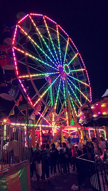 Fun Fair, Carnival aesthetic, Neon lights, Festive atmosphere HD phone wallpaper
