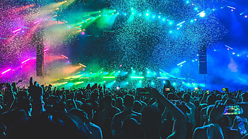 Nightclub atmosphere, Neon lights, Party vibes, Energetic crowd HD wallpaper