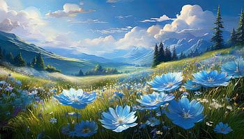 Flower field, landscape, Dreamy, spring HD wallpaper