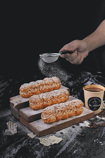 Food, Desert, Coffee, Cup, Cream, Glass, Sprinkling, Sprinkle, Eclairs HD phone wallpaper