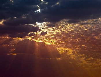 Heaven or Hell, rays, black, glow, light, orange HD wallpaper