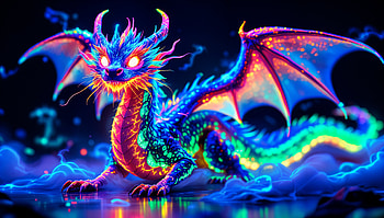 Neon Dragon Ultra, dragon, colorful, fantasy, glow HD wallpaper