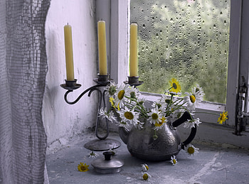 *, Flowers, Candles, Spring, Window HD wallpaper