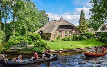 Giethoorn, Holland, Netherlands, canal, Netherlands, house, boats HD wallpaper