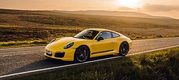 Yellow, Porsche 911 Carrera T, outdoor, side view HD wallpaper