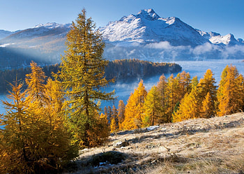 Silser Lake, Switzerland, sunshine, autumn, mountains, alps HD wallpaper