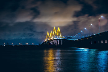 Cities, Night, Usa, Bridge, United States, Baytown HD wallpaper