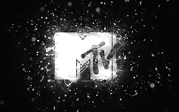 MTV white logo, , white neon lights, creative, black abstract background, Music Television, MTV logo, brands, MTV HD wallpaper