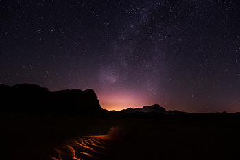 Night, Desert, Dark, Starry Sky, Wadi Rum, Wadi-Ram, Jordan HD wallpaper