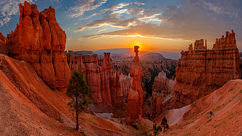 Thor's Hammer in Bryce Canyon NP, Utah, rocks, sunset, usa, clouds, landscape, sky HD wallpaper