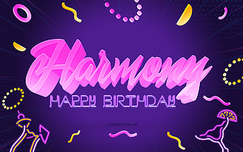 Happy Birtay Harmony, , Purple Party Background, Harmony, creative art, Happy Harmony birtay, Harmony name, Harmony Birtay, Birtay Party Background HD wallpaper