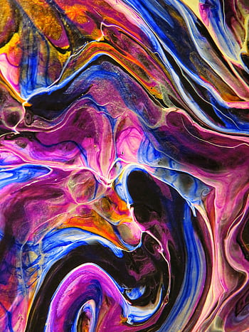 Dynamic and colorful abstract fluid art painting with vivid colors and swirling patterns. HD phone wallpaper