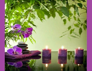***, Bamboo leaves, Reflection, Stones, Orchids, Candles HD wallpaper