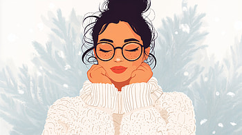 Happy Woman in Cozy Sweater - Ultra, woman, cozy sweater, Happy, illustration HD wallpaper