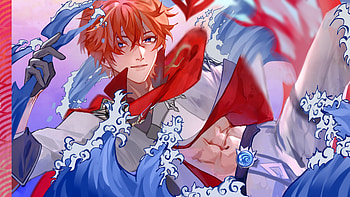 Redhead Purple Eyes Tartaglia Childe Genshin Impact HD wallpaper
