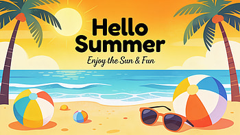 Hello Summer — Beach Bliss, Sun, Palm Tree, Sunglasses HD wallpaper