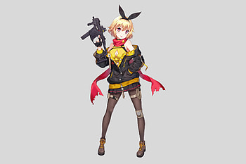 Blonde, soldier with gun, anime girl HD wallpaper
