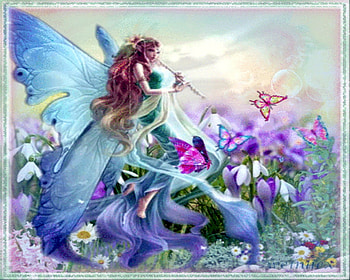 blue fairy 2, blue, fairy, framed, fantasy, beautiful, flowers HD wallpaper