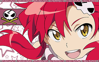 Tengen Toppa Gurren Lagann, ritona, logo, littner, yoko, red, skull, cute HD wallpaper