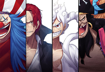 One Piece Legends: Luffy, Shanks, Teach & Buggy Showcase, Marshall D. Teach, Monkey D. Luffy, Shanks (One Piece), Buggy (One Piece), Anime, One Piece HD wallpaper