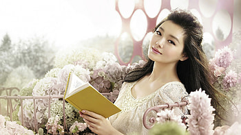 asian, girl, face, book, smile HD wallpaper