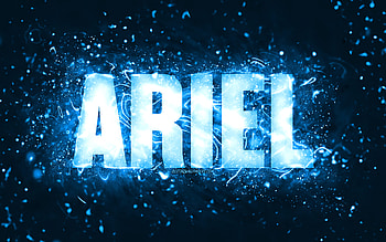 Happy Birtay Ariel, , blue neon lights, Ariel name, creative, Ariel Happy Birtay, Ariel Birtay, popular american male names, with Ariel name, Ariel HD wallpaper