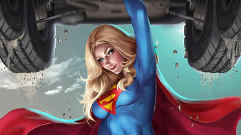 Supegirl Holding The Car, supergirl, superheroes, artist, artwork, digital-art, deviantart HD wallpaper
