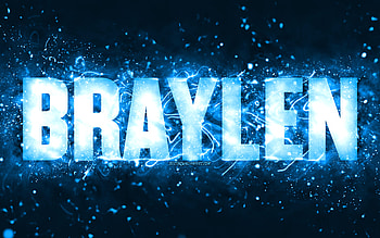 Happy Birtay Braylen, , blue neon lights, Braylen name, creative, Braylen Happy Birtay, Braylen Birtay, popular american male names, with Braylen name, Braylen HD wallpaper
