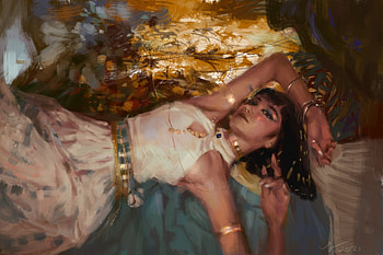 Cleopatra, art, fantasy, nxbo10, egypt, girl, queen, golden, yellow, luminos HD wallpaper