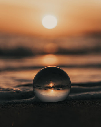 Sunset, Sea, Beach, Miscellanea, Miscellaneous, Ball, Crystal Ball HD phone wallpaper