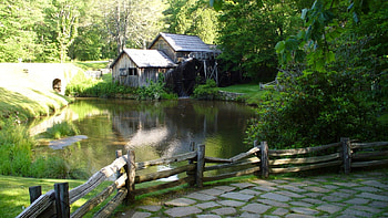 Mayberry Mills On The Parkway, mill, mayberry, trees, nature, water, park HD wallpaper