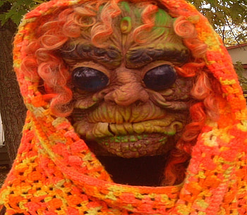 Halloween Witch, blue, scary, ugly, orange, witch HD wallpaper