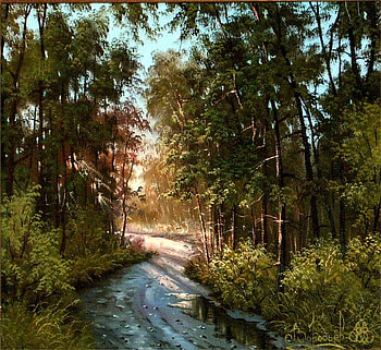 Vorobyev. after the rain, vorobyev, painting, art, path, tree HD wallpaper