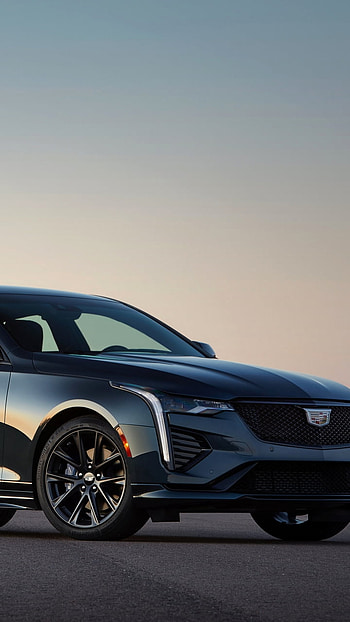 Black Cadillac CT4, automotive lighting, sky HD phone wallpaper