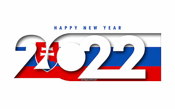Happy New Year 2022 Slovakia, white background, Slovakia 2022, Slovakia 2022 New Year, 2022 concepts, Slovakia, Flag of Slovakia HD wallpaper