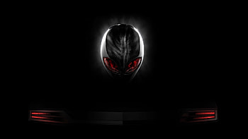 Red And Black Alienware red eyes logo black HD wallpaper