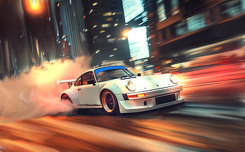 White Porsche Roar On City, porsche, cars HD wallpaper