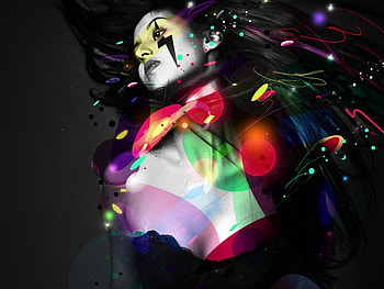 ARTISTIC GIRL, hearts, girl, digital HD wallpaper