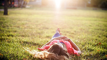 Nature, Grass, Miscellanea, Miscellaneous, Lie, To Lie Down, Girl, Sunlight HD wallpaper