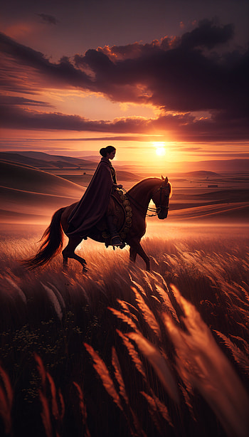 Sunset Serenity: Horse Riding for Your , landscape, silhouette HD phone wallpaper
