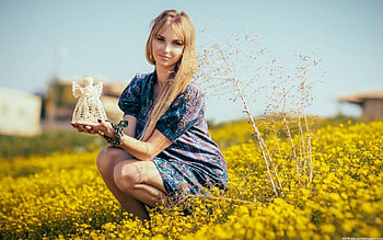 Beautiful Girl In Fields, sky, field, beauty, flower HD wallpaper
