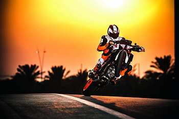 KTM Duke Bike, Sunset , Breathtaking Background, Bike Enthusiast HD wallpaper