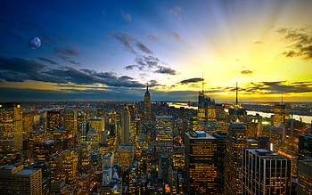 Landscape, Cities, Houses, Sky, Sun HD wallpaper