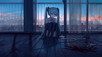 Hatsune Miku Sad, hatsune-miku, vocaloid, anime, anime-girl, sad, artist, artwork, digital-art HD wallpaper