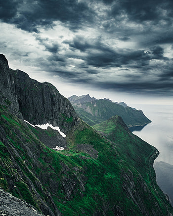 Green mountains, coast, nature, mountain range, nature HD phone wallpaper