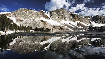 Nature, Mountains, Snow, Lake, Reflection, Surface HD wallpaper