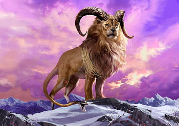 Chimera, pink, horns, fantasy, duy phan, creature, lion HD wallpaper